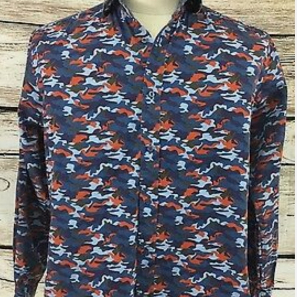 Thomas Dean Boys Button Down Camo Dress Shirt Size Large Boys